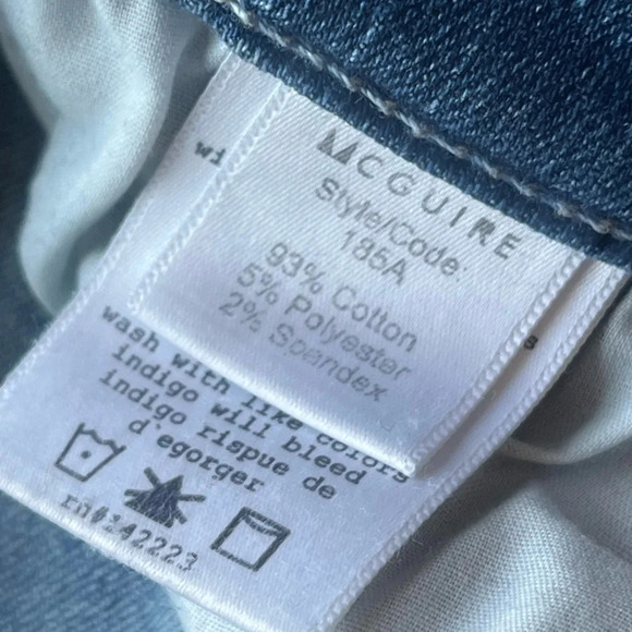 McGuire jeans High Rise Distressed Raw Hem Slim boot Stretch Button Fly Size 26 - Picture 5 of 14